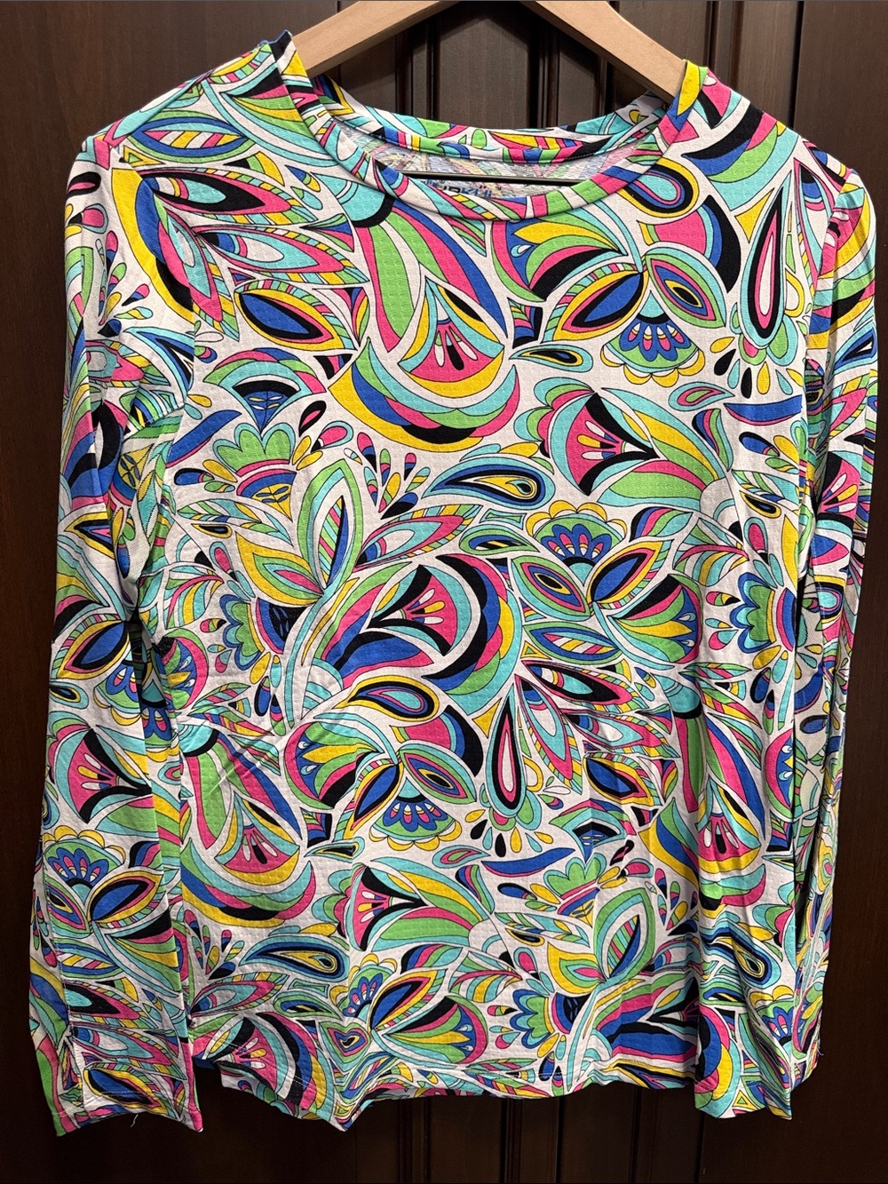 IBKUL Multicolor Abstract Floral Print Long Sleeve Top